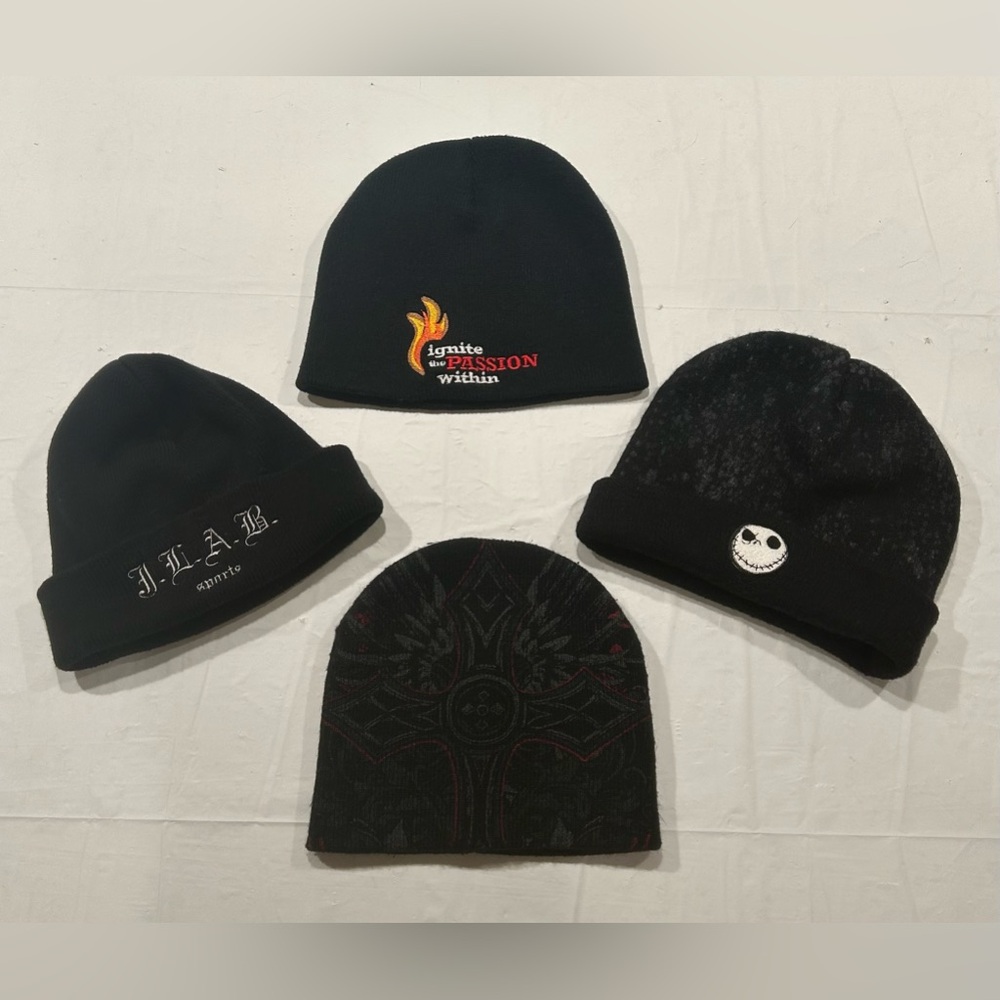 Assorted One-Size Fits All Knit Beanies (Lot of 4).